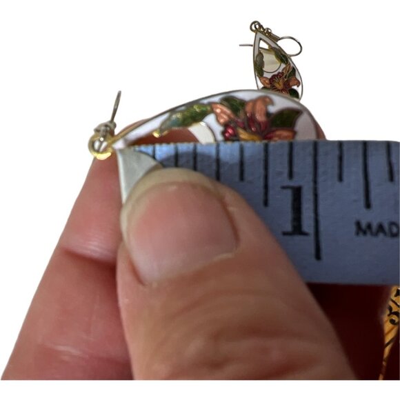 Enamel Columbine Dangle Earrings - Picture 3 of 3